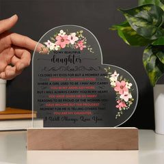 To My Beautiful Daughter – Acrylic Heart Plaque - Next Wave Supply