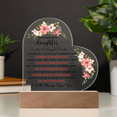 To My Beautiful Daughter – Acrylic Heart Plaque - Next Wave Supply